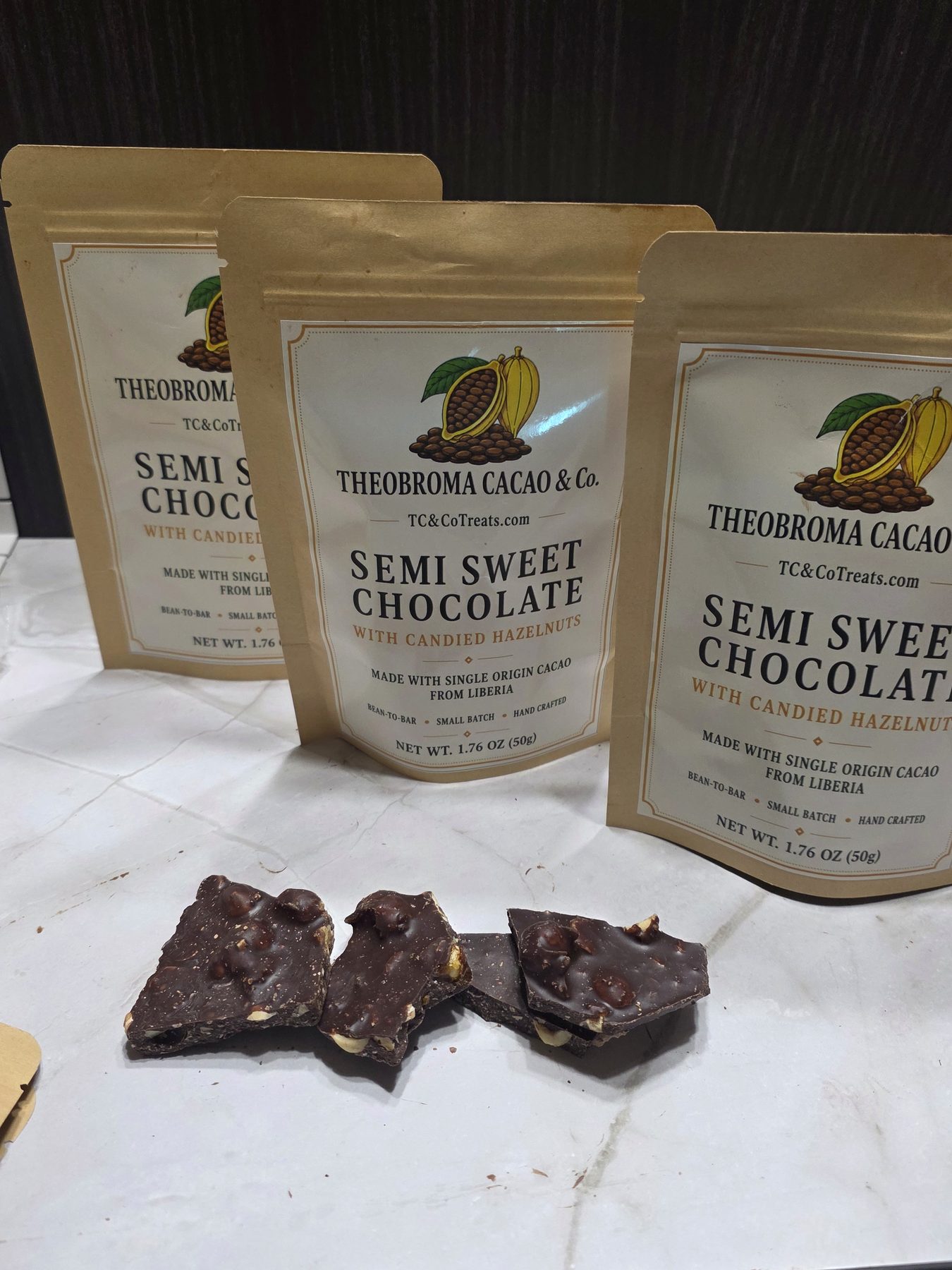 Theobroma Cacao & Co. baking chocolate packages